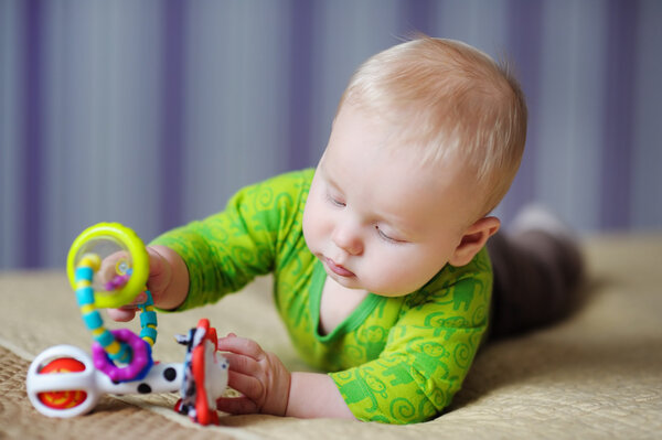 Baby play with bright toys