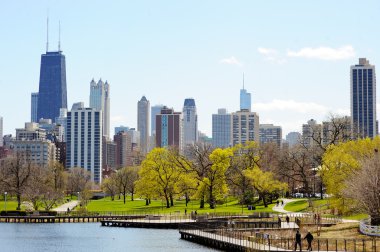 Chicago skyline viewed from Lincoln Park  clipart