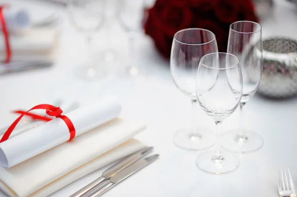 Conjunto de mesa para recepção de casamento — Fotografia de Stock