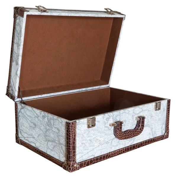 Apri la valigia vintage vuota isolata — Foto Stock