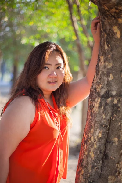 Happy fatty woman — Stock Photo, Image