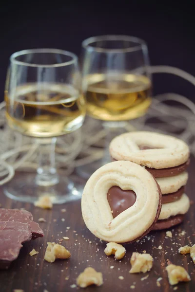 Cookies with glasses of wine — Stock Photo, Image