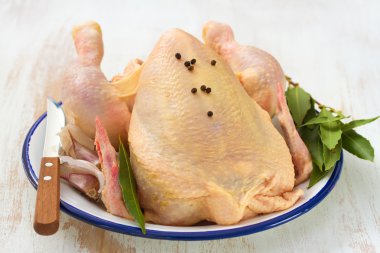 çiğ tavuk bulunan çanak