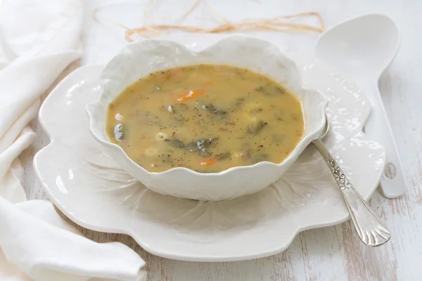 Sopa de verduras en tazón blanco —  Fotos de Stock