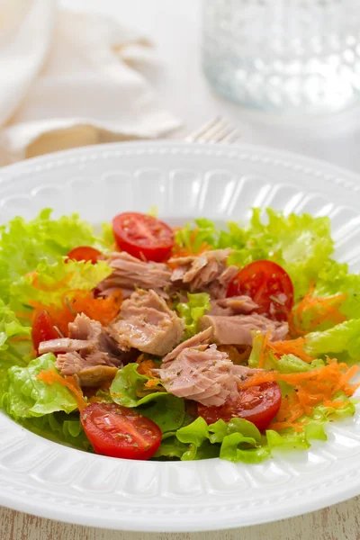 Tonijnsalade op wit bord — Stockfoto