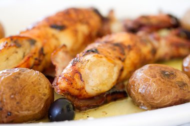 patates ile ızgara kalamar