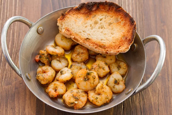 Fried seafood with bread — Stock Photo, Image