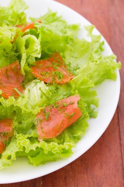 salata somon plaka üzerinde