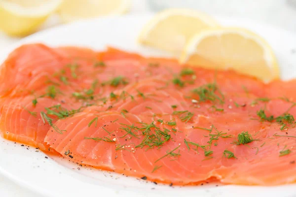 Salted salmon on plate — Stock Photo, Image