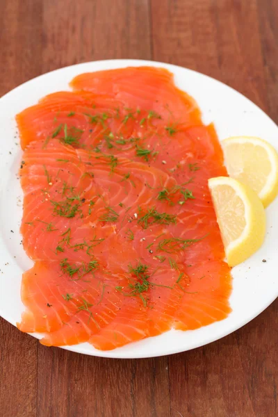 Salted salmon on plate — Stock Photo, Image