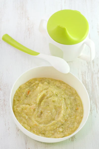 Vegetable baby soup in bowl — Stock Photo, Image