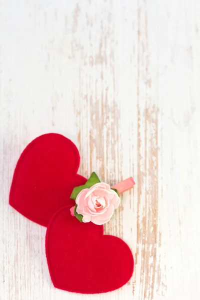 Red hearts on white background — Stock Photo, Image