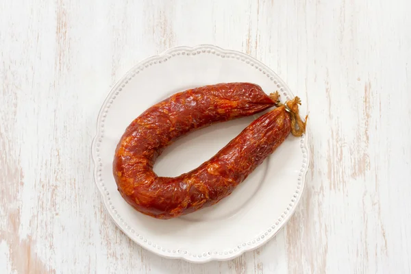 Chorizo on plate — Stock Photo, Image