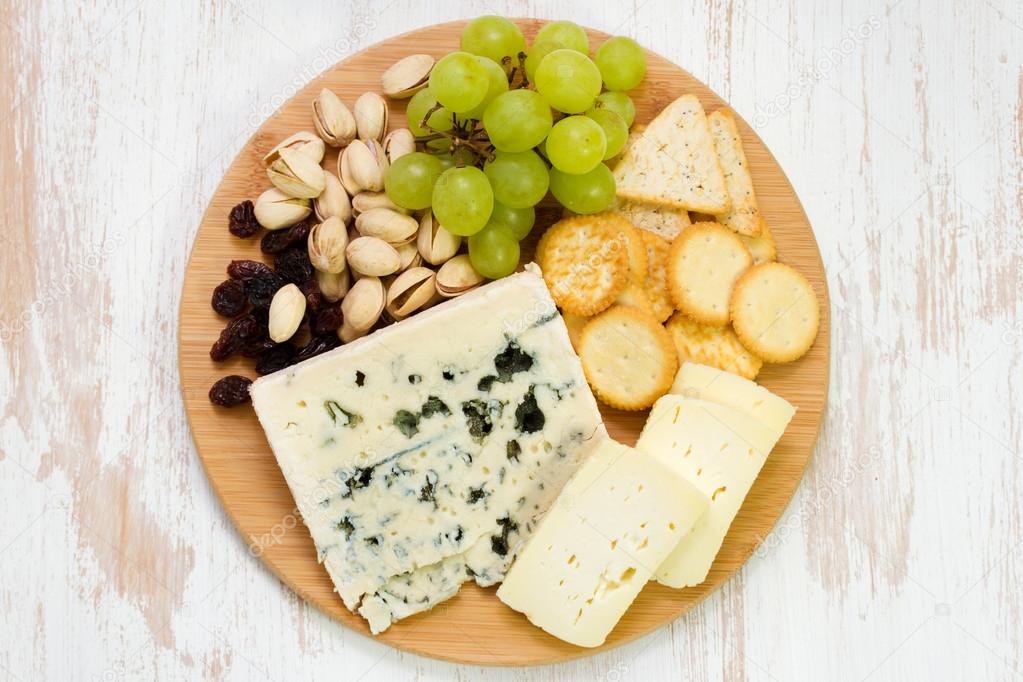 Cheese platter on white background