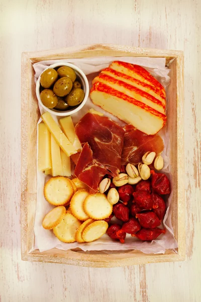 Cheese with meat and cookies — Stock Photo, Image