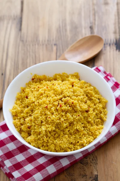 Couscous in white bowl — Stock Photo, Image