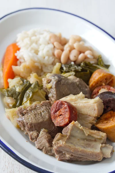 Typical portuguese sausages with rice and beans — Stock Photo, Image