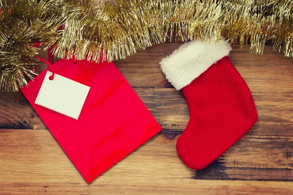 红色圣诞袜和袋 — 图库照片