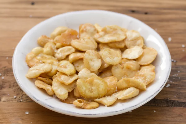 Fried beans in white bowl — Stock Photo, Image