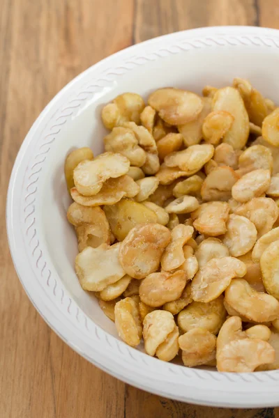 Fried beans in white bowl — Stock Photo, Image