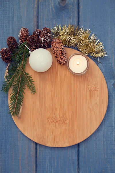 Brown board with Christmas decoration — Stock Photo, Image