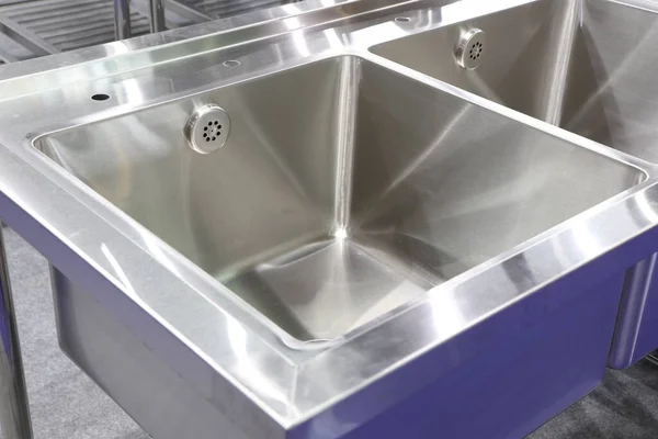 Stainless Steel Kitchen Sink Selective Focus — Stock Photo, Image