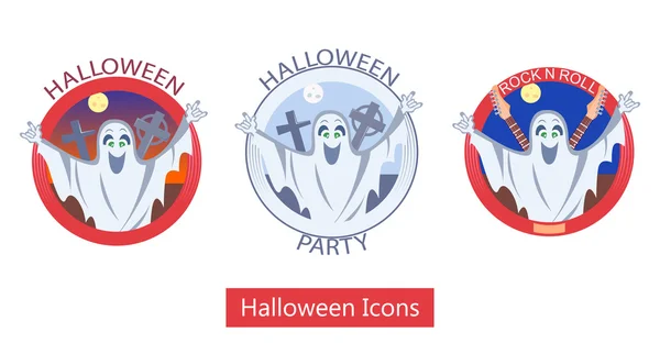 Ícones de fantasma de Halloween — Vetor de Stock