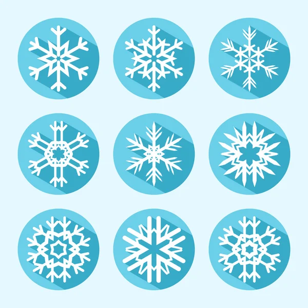 Flat Snowflake Icons — Stock Vector