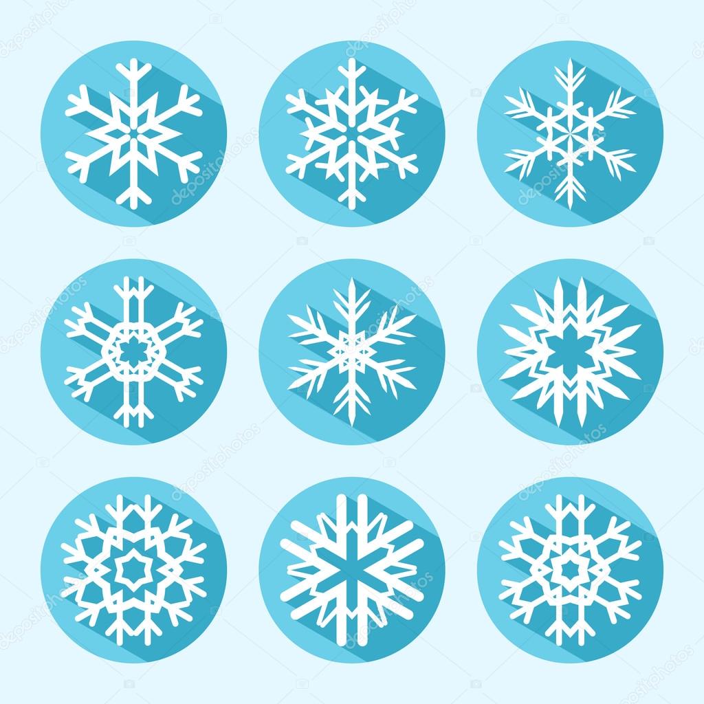 Flat Snowflake Icons
