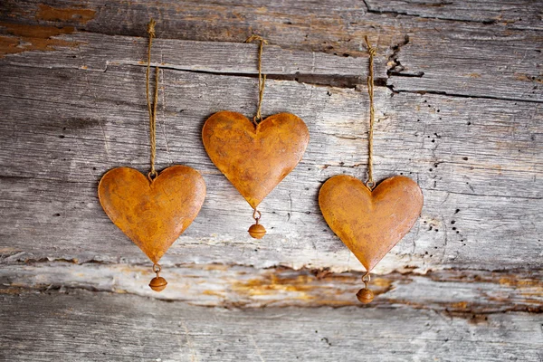 Decorative rustic hearts — Stock Photo, Image