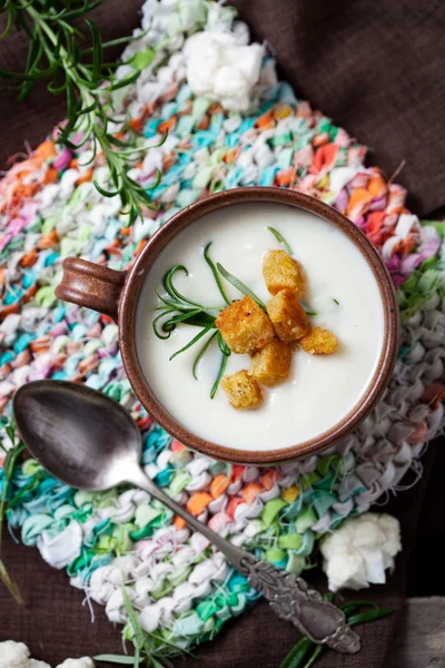 Creamy cauliflower soup — Stock Photo, Image