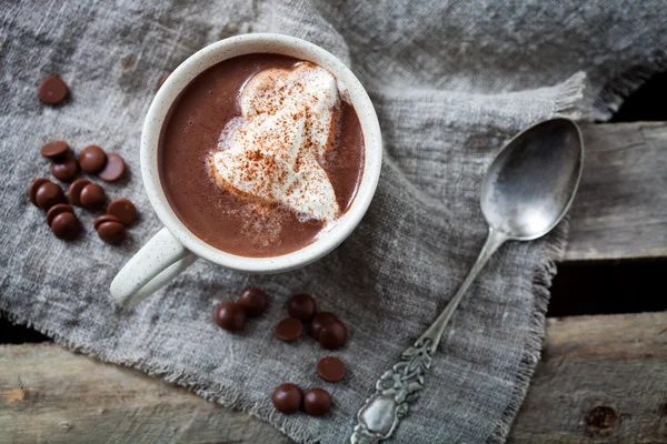 Hot chocolate with whipped cream — Stock Photo, Image