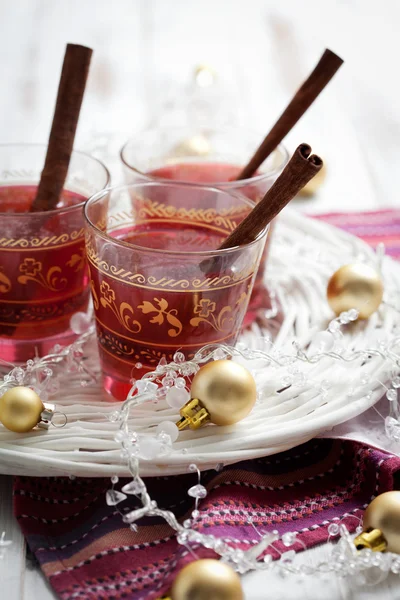 Mulled wine and Christmas decoration — Stock Photo, Image