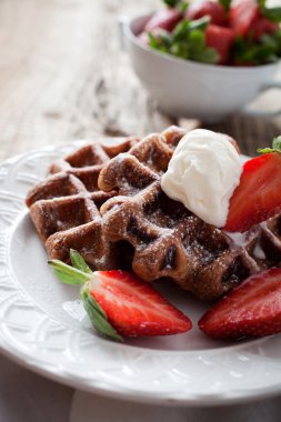 Waffle vanilyalı dondurma ile