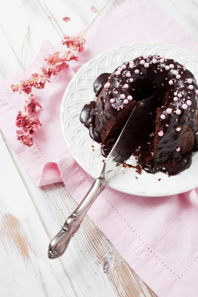 Bolo de chocolate Bundt — Fotografia de Stock