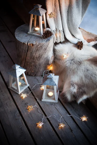 Porch decorated with lanterns — Stock Photo, Image