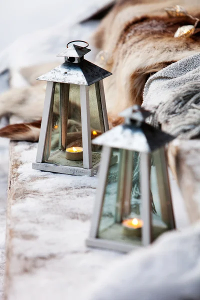 Porch decorated with lanterns — Stock Photo, Image