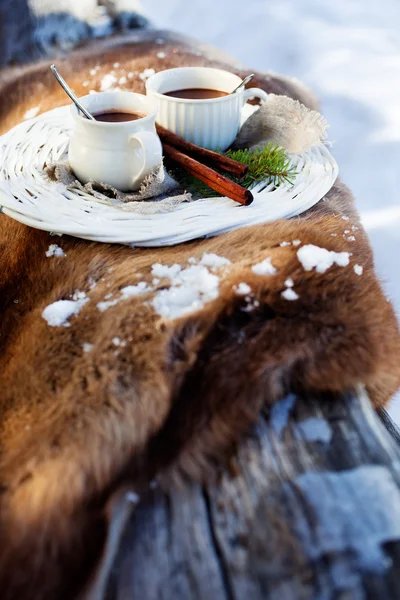 Chocolade geserveerd voor twee personen — Stockfoto