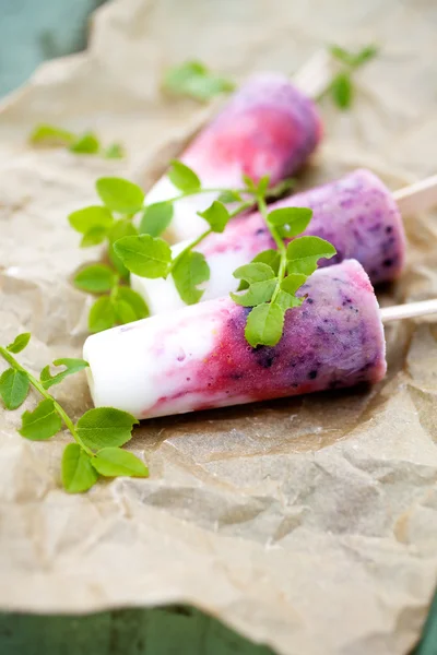 Мороженое со свежими ягодами — стоковое фото