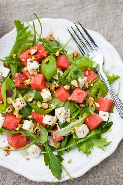 Watermelon salad with feta — Stock Photo, Image