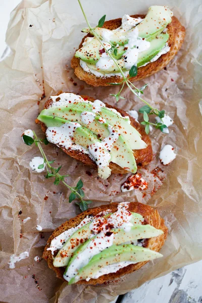 Toasts with cream cheese — Stock Photo, Image