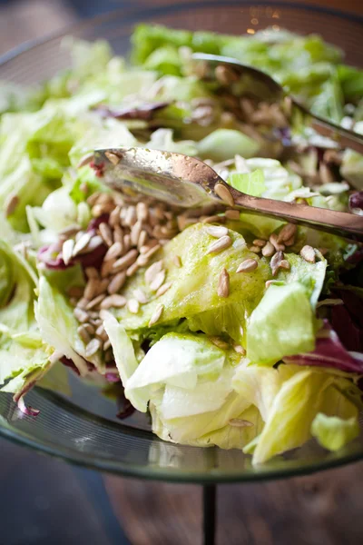 Alad com alface e sementes de girassol — Fotografia de Stock