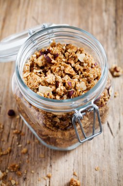Homemade granola with hazelnuts