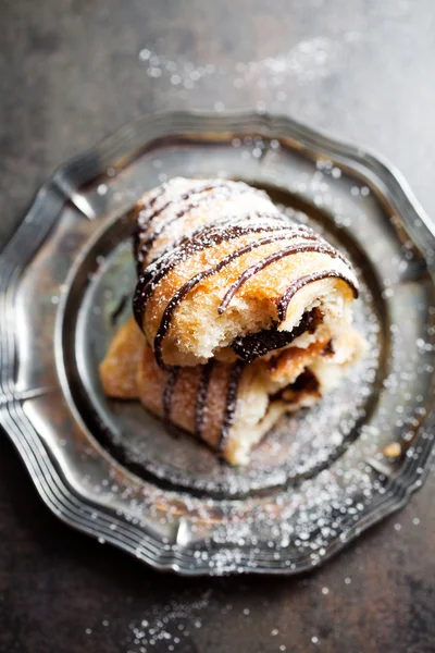 Homemade croissant with chocolate — Stock Photo, Image