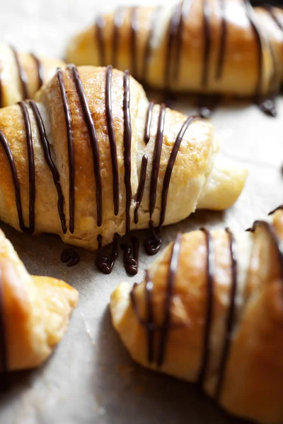 Homemade croissants with chocolate — Stock Photo, Image
