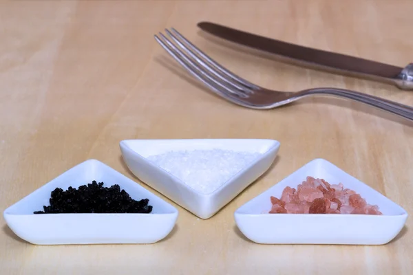 Три види солі — стокове фото