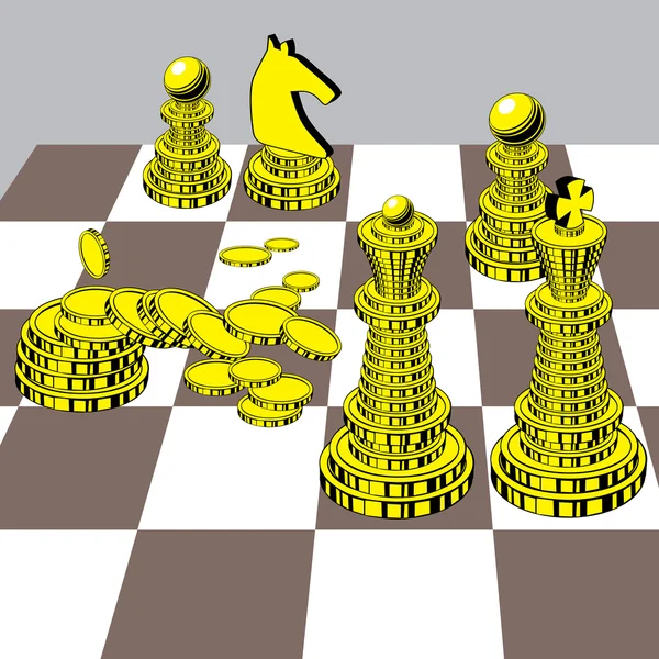 Échecs de pièces d'or — Image vectorielle