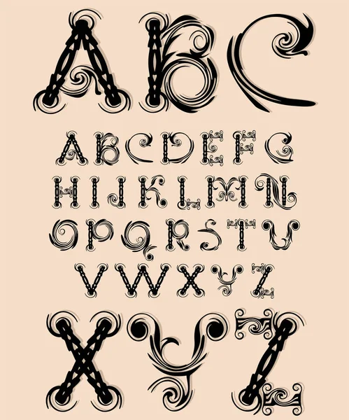 Eine Reihe Von Buchstaben Des Lateinischen Alphabets Die Aus Originalen — Stockvektor