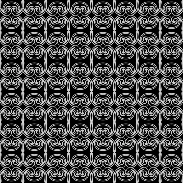 Απρόσκοπτη Μοτίβο Γκρι Αφηρημένο Στολίδι Μαύρο Φόντο Παρόμοιο Διακοσμητικό Πλέγμα — Διανυσματικό Αρχείο