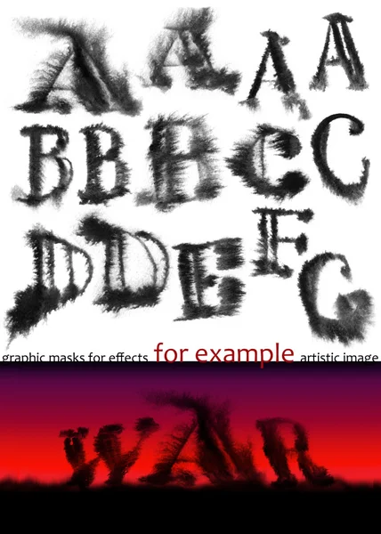 Graphic masks for blurred Latin letters, part 1 — Stock Photo, Image